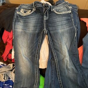 Vigoss Dark Blue Bootcut Jeans with Faded Detail